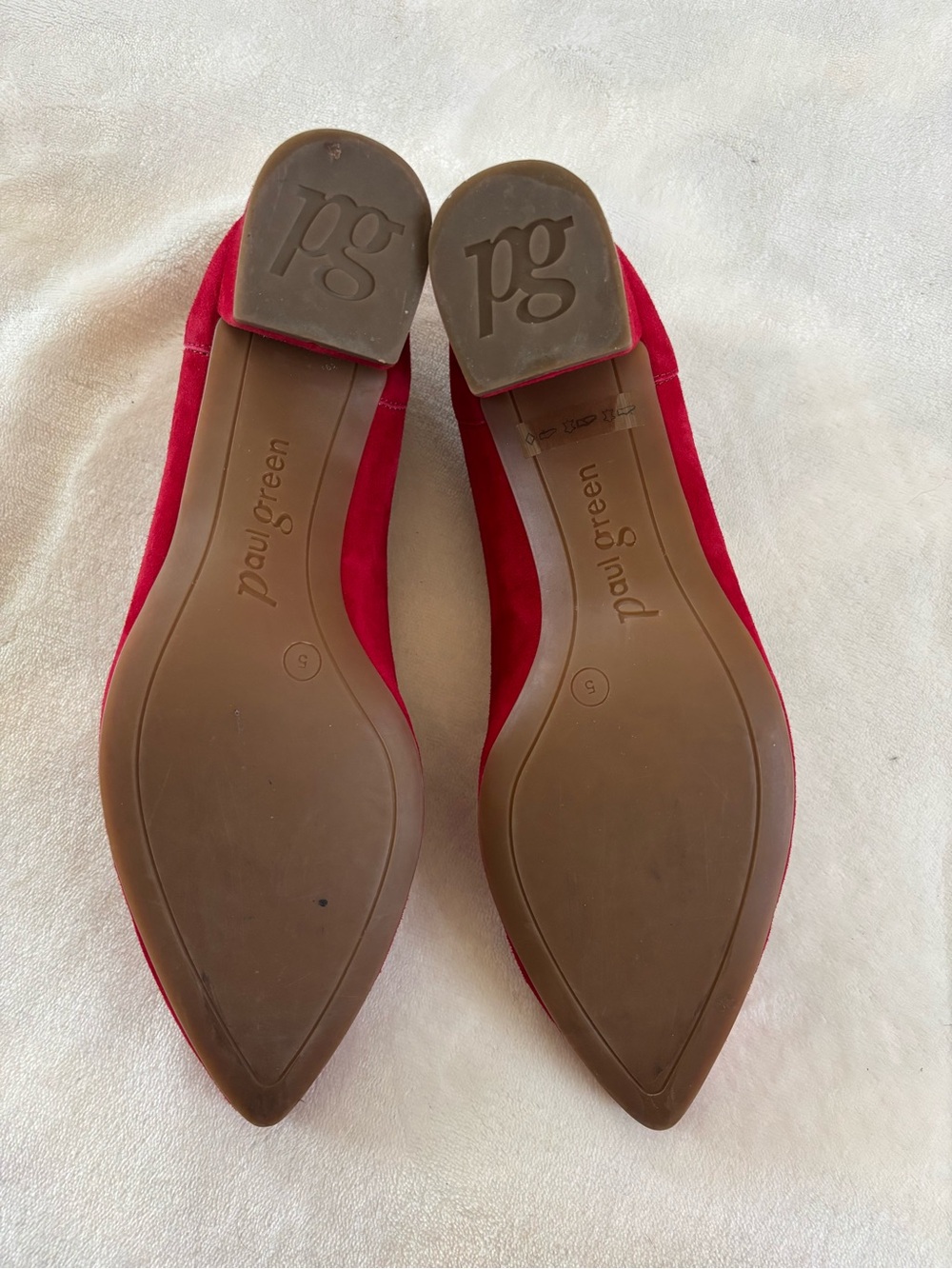 Paul Green Red Suede Pointed Toe Block Heel Pumps Size 7.5/EU 38Low Heel Classic - Picture 6 of 9
